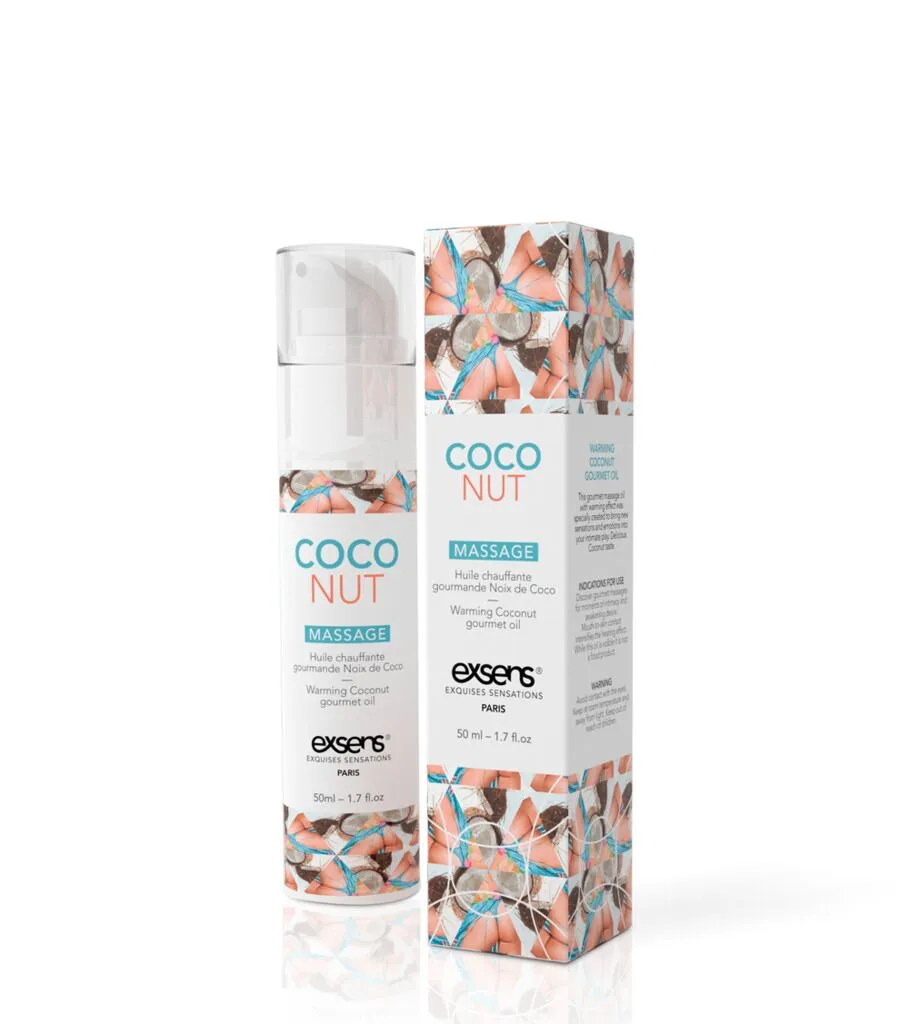 Масажна олія EXSENS Coconut 50 мл розігріває, без цукру, без парабенів, їстівне