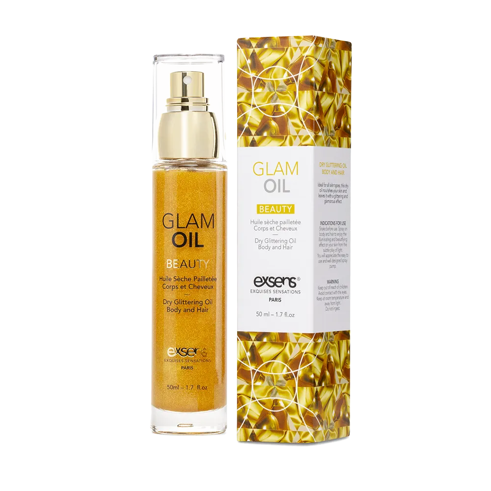 Олія для тіла з блиском EXSENS Glam Oil 50мл, з мигдальною олією, без парабенів і феноксіетанолу