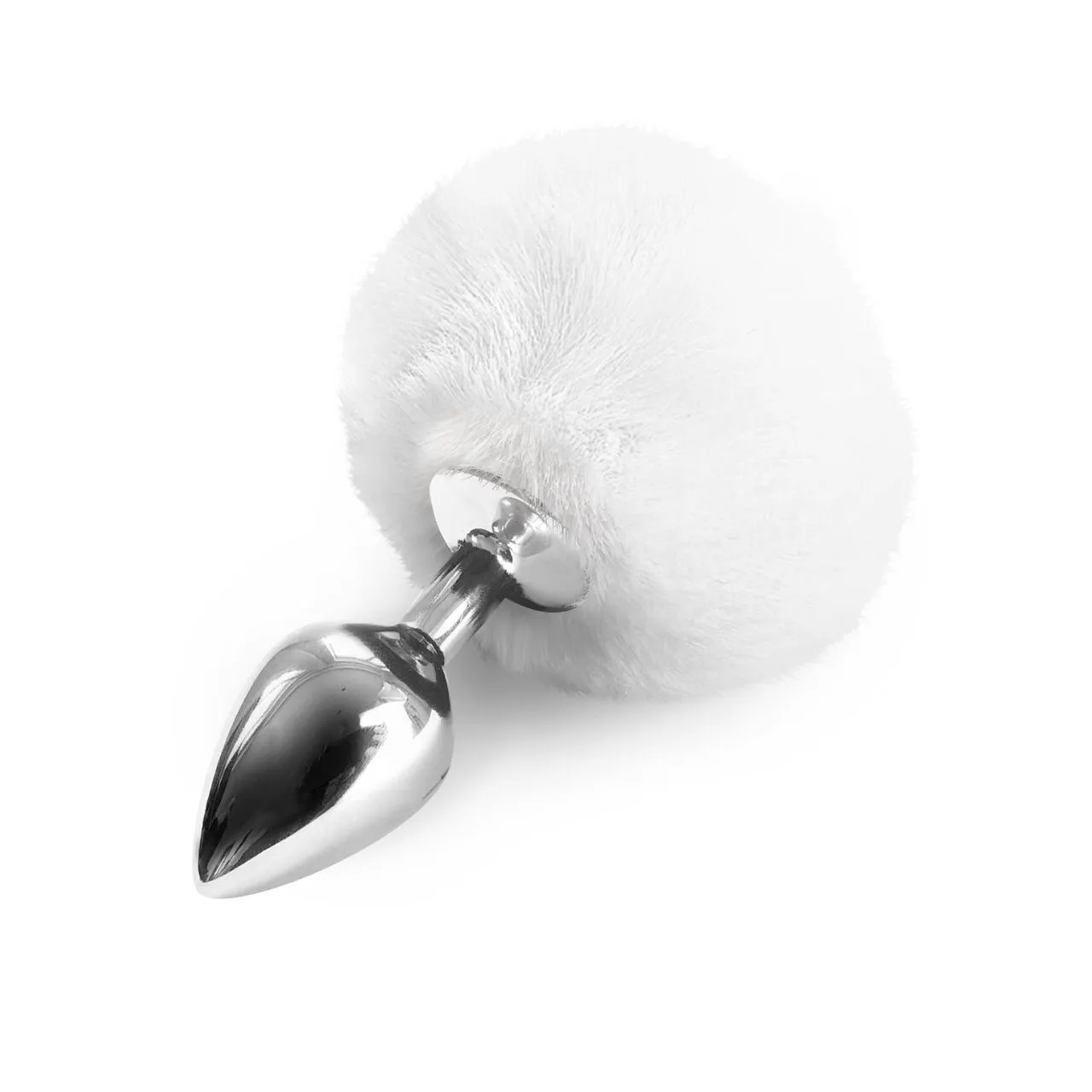 Металева анальна пробка М Art of Sex - Metal Butt plug Rabbit Tail White, діаметр 3,4 см