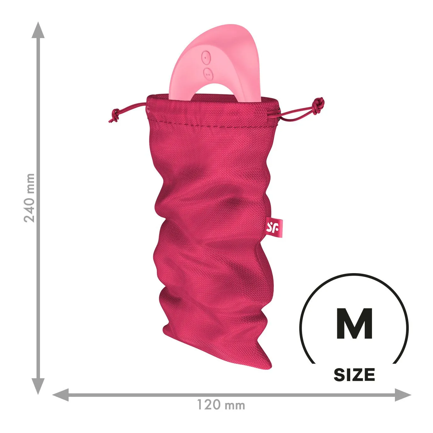Мішечок для секс-іграшок Satisfyer Treasure Bag M, рожевий, на шнурку