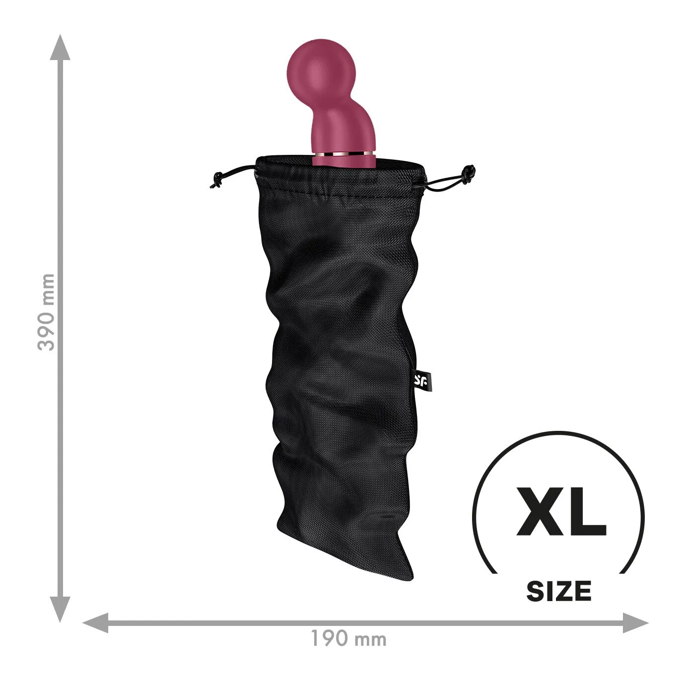 Мішечок для секс-іграшок Satisfyer Treasure Bag XL, чорний, на шнурку