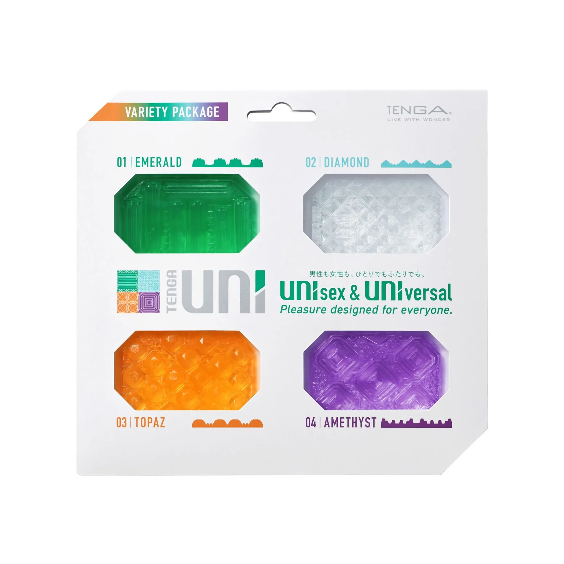 Набір унісекс-стимуляторів Tenga UNI Variety Pack (4 шт), лубрикант у комплекті