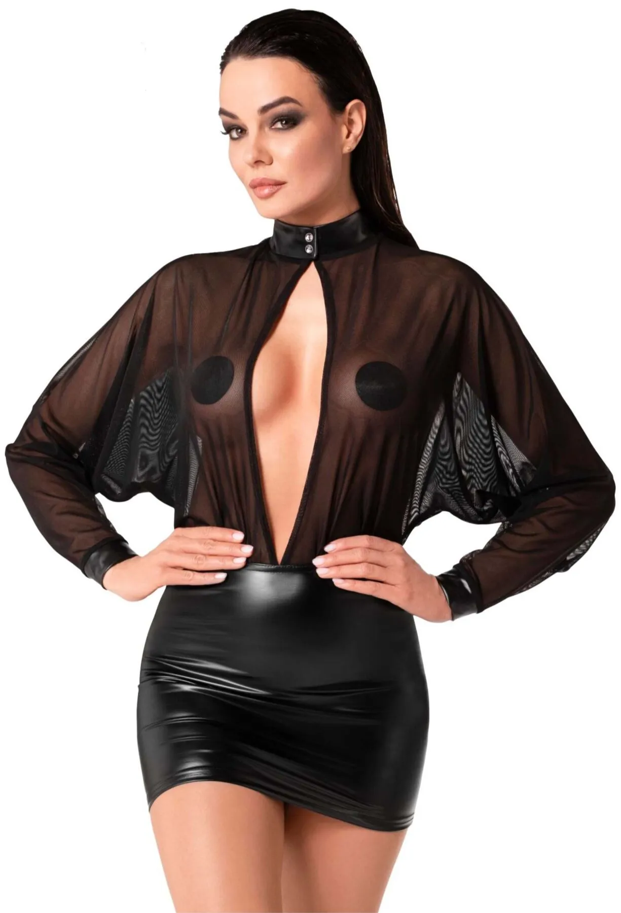 Сукня Noir Handmade F348 Powerwetlook and tulle dress - 6XL