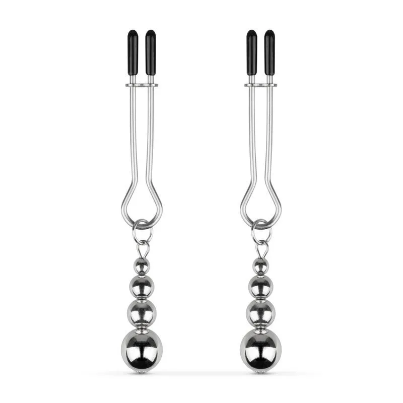 Затискачі для сосків Bedroom Fantasies: Nipple Clamps with Beaded Chain - Silver