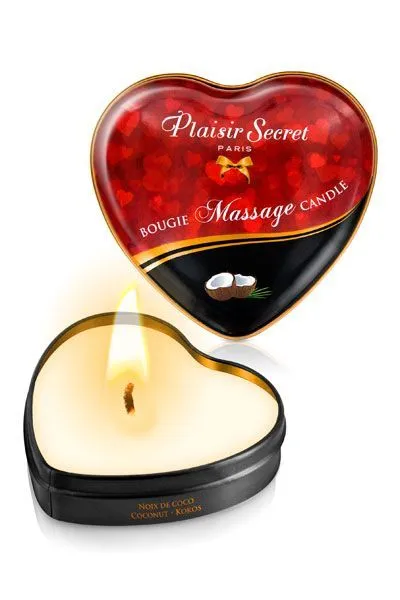 Розпродаж!!! Масажна свічка серце Plaisirs Secrets Coconut 35 мл (термін 04.2026)