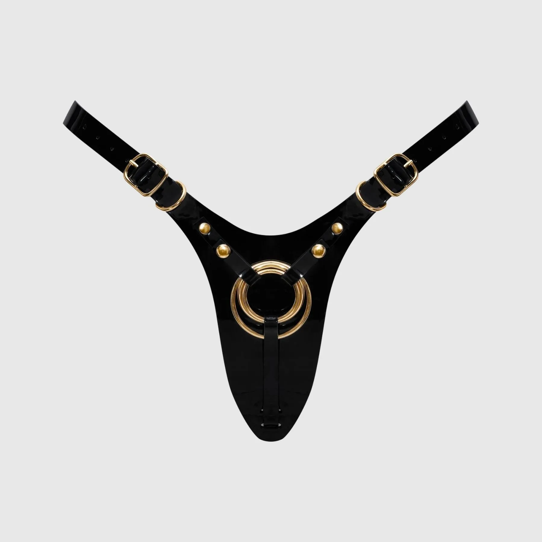 Трусики для страпона Strap-On-Me Leatherette Harness Fabulous - One Size - Black Glossy