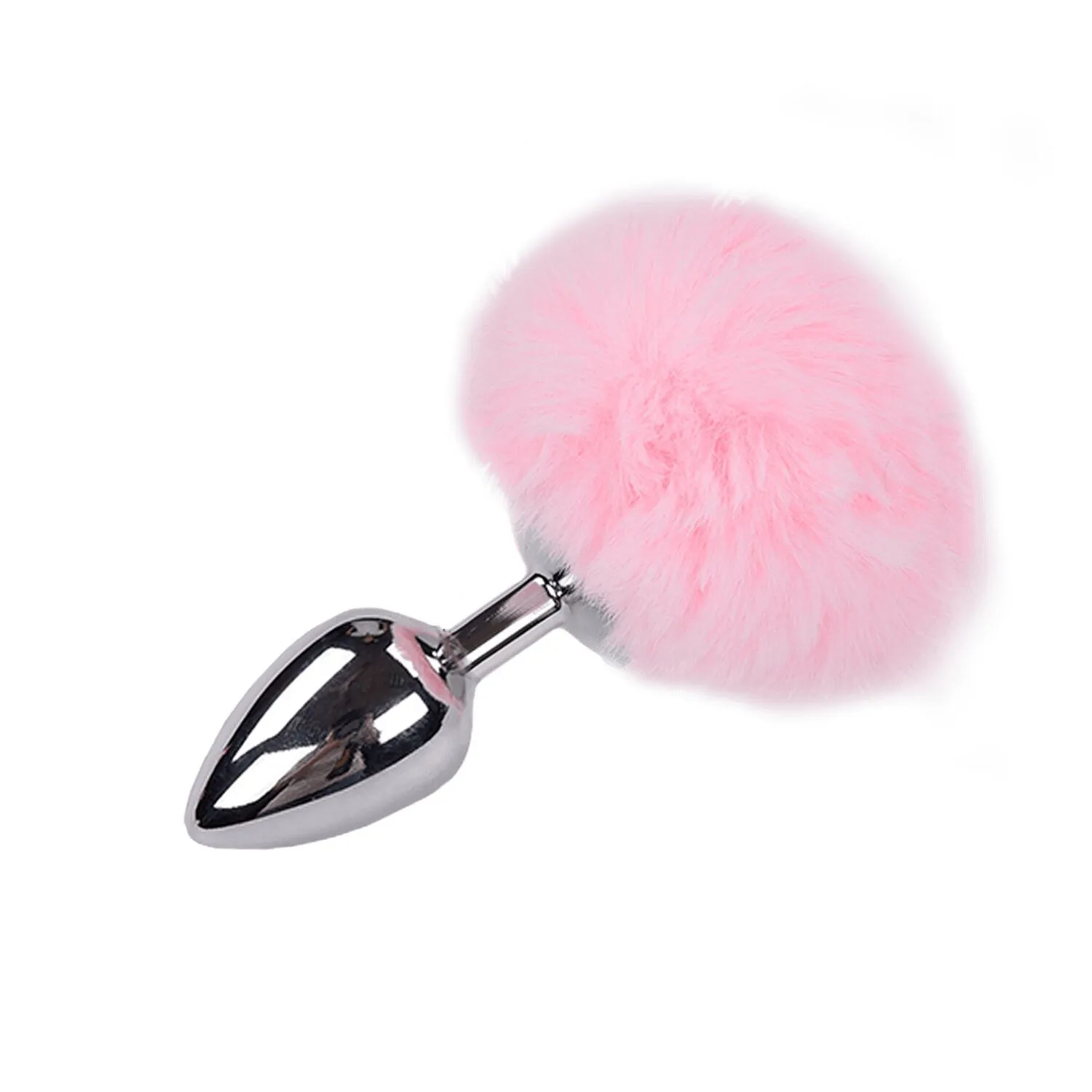 Металева анальна пробка Кролячий хвостик Alive Fluffy Plug L Pink (м'ята упаковка!!!)